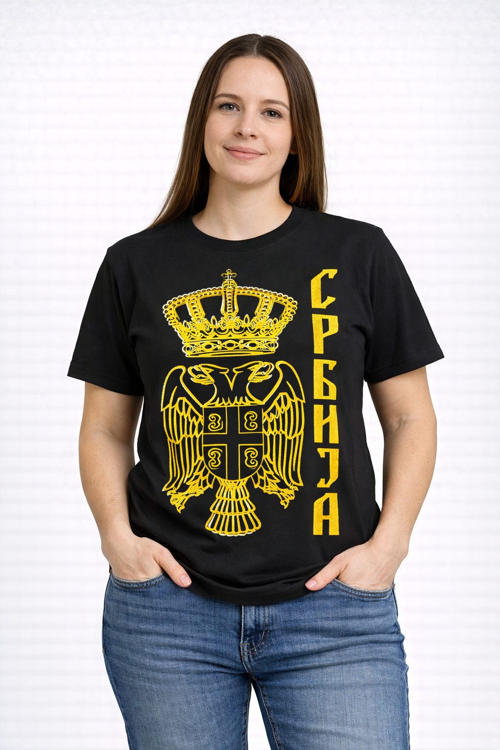 Majica Srbija crna zlatna