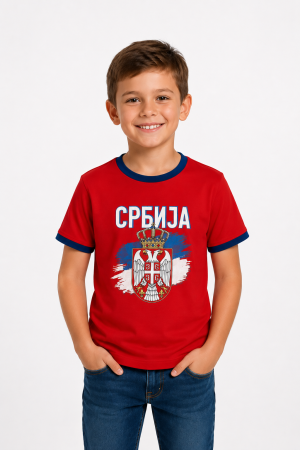 Srbija grb - Dečija majica crvena