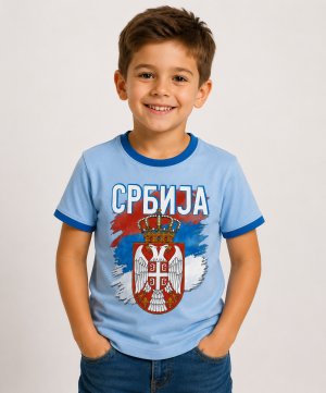 Srbija grb - Dečija majica svetlo plava