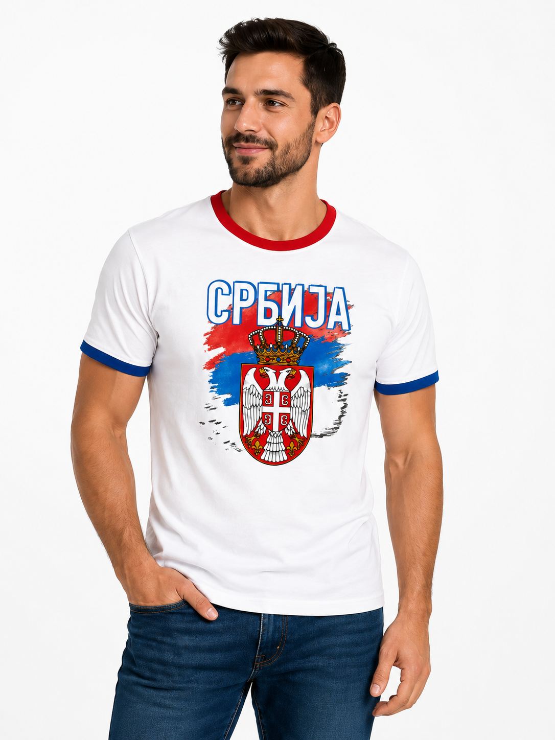 Srbija grb - Muška majica bela