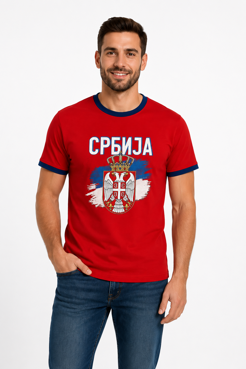 Srbija grb - Muška majica crvena