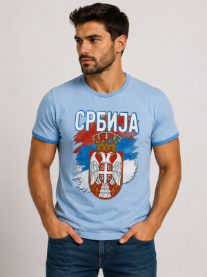 Srbija grb - Muška majica svetlo plava