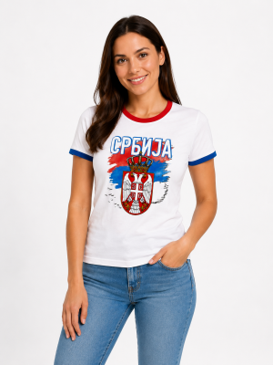 Srbija grb - Ženska majica bela