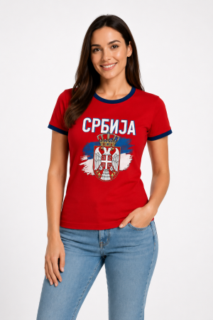 Srbija grb - Ženska majica crvena
