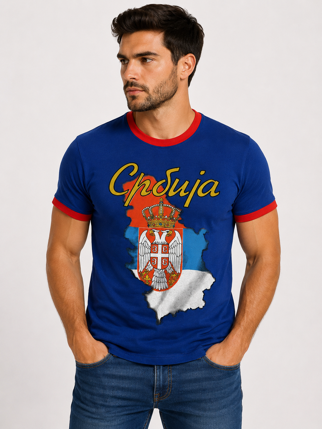 Srbija mapa - Muška majica plava